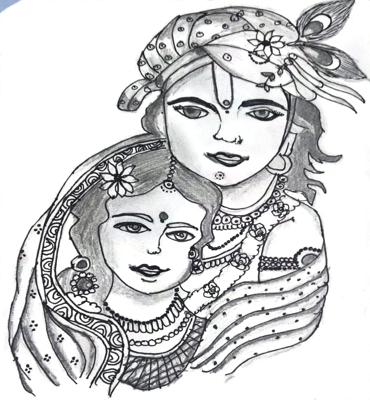 Radha Krishna - Pencil Sketch